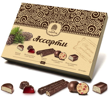 Ассорти набор конфет в шоколадной глазури подарочная коробка