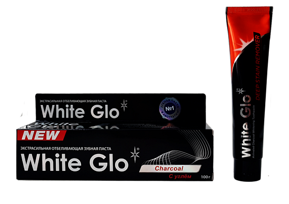 Зубная паста White Glo экстрасильная отбеливающая с углем, 100гр 