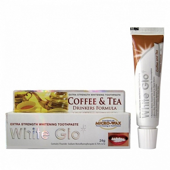 White Glo зубная паста 24 гр, отбеливающая для любителей кофе и чая